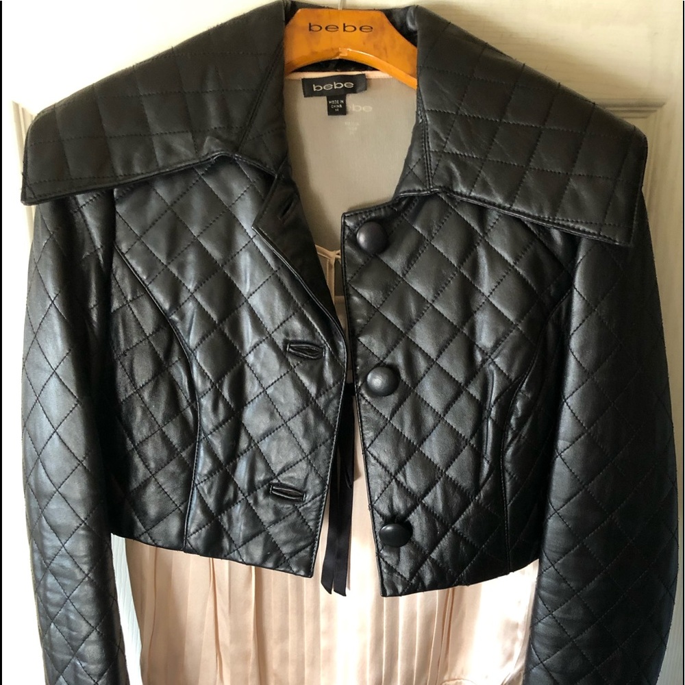 Bebe quilted genuine leather cropped jacket 🤩